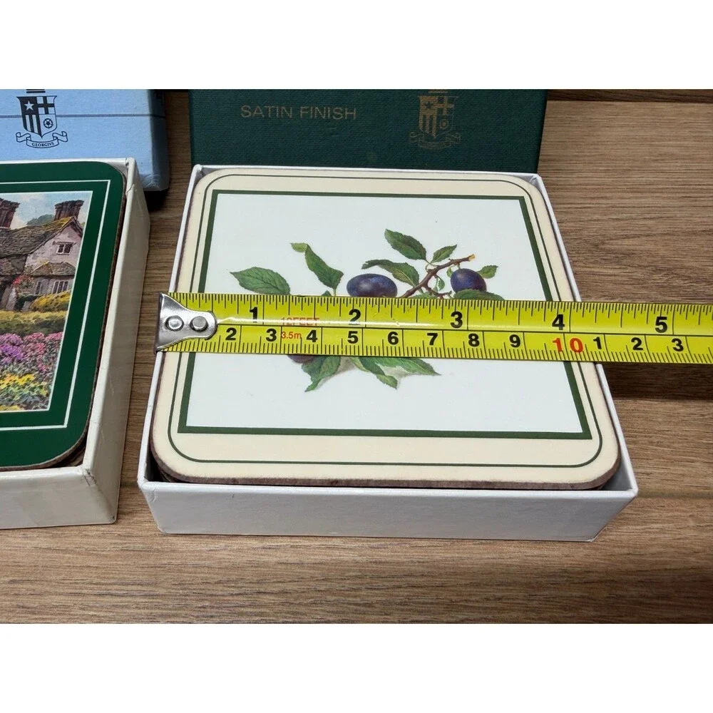 Royal Table Cottage Garden & Classic Fruit Coaster Sets Satin Finish Cork Back